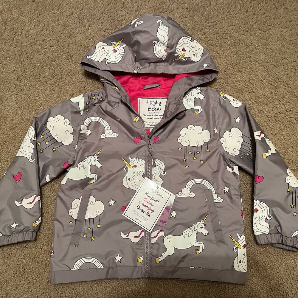 Gray Unicorn Print Jacket